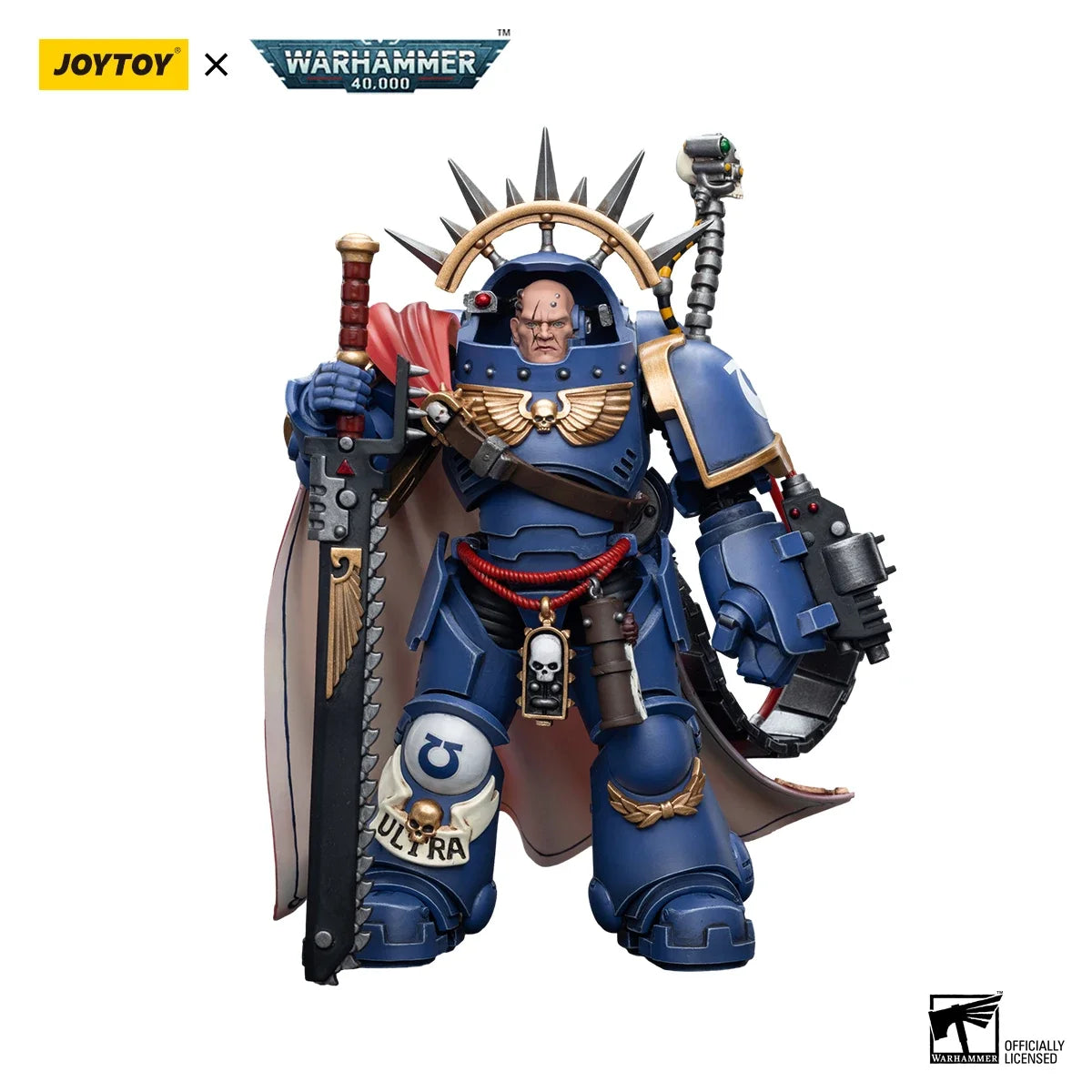 Figure d'azione Warhammer 40k Ultramarines Captain in armatura Gravis, dettagliata e in posa, di marca Otaku Family Store Online
