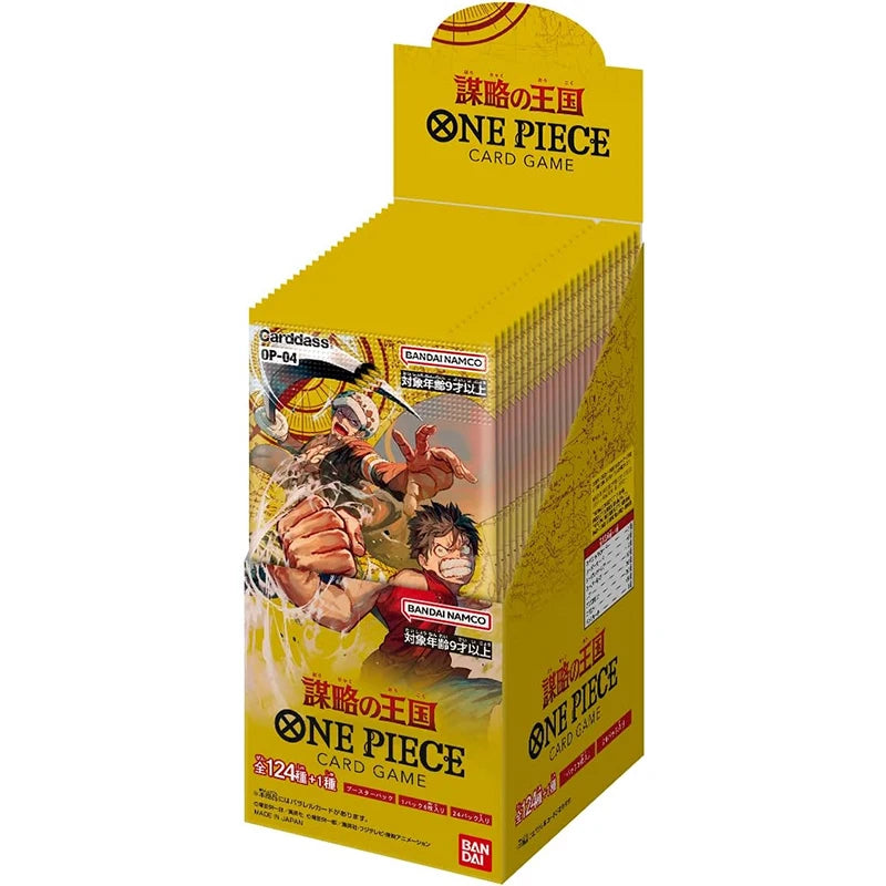 Set di carte gioco One Piece Card Game Booster Box Romance Dawn, edizione giapponese, con carte illustrate e dettagliate.
