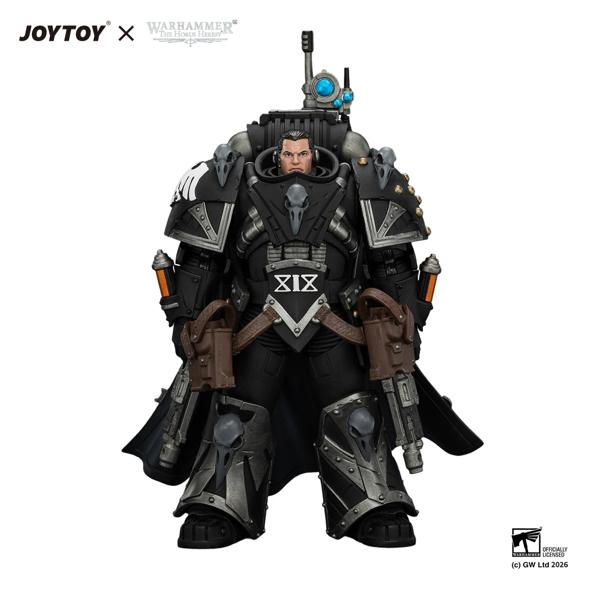 Figure d'azione Warhammer 40K Raven Guard Kaedes Nex, il Corvo Sanguigno, con dettagli realistici e pose dinamiche.