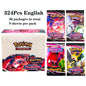 Scatola di 36 buste di carte Pokémon TCG in inglese, otaku Family Store, con 324 carte, display box per collezionisti.