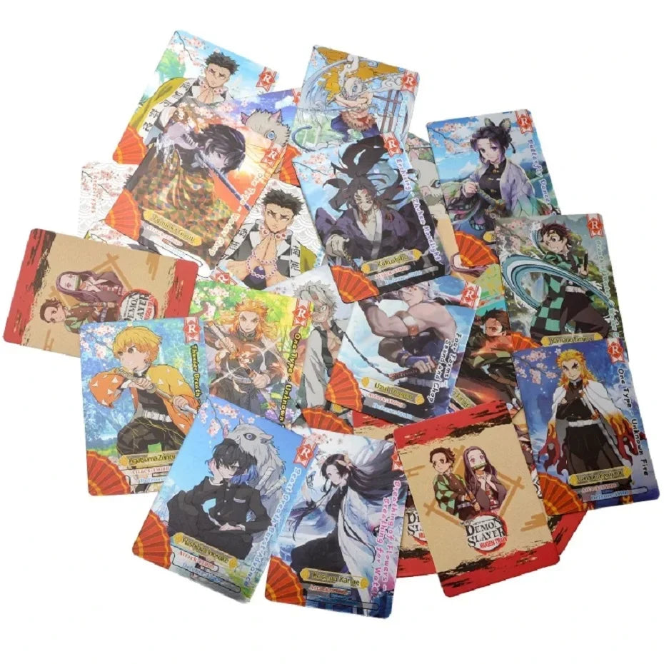 Carte da collezione Demon Slayer Mugen Train con Tanjirou e Nezuko, carte rare ultra, brand Otaku Family Store.