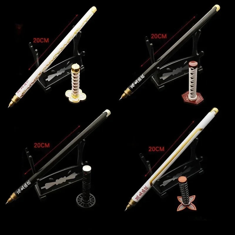 Penna gel Demon Slayer modelli anime giapponese, stile spada, con refill nero da 0,5 mm, gadget cosplay per studenti e collezionisti.