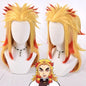 Costume cosplay Rengoku Kyojuro Demon Slayer Kimetsu No Yaiba con mantello e parrucca per adulti e bambini, ideale per feste.