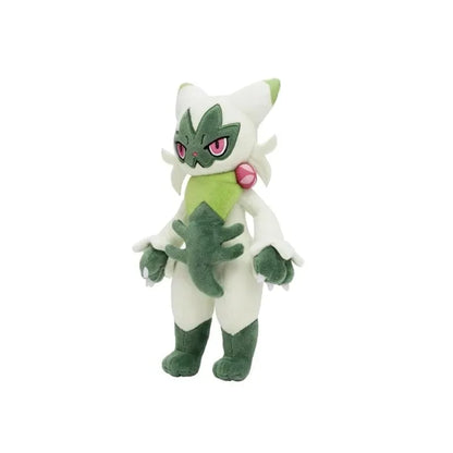 Peluche morbida di Sprigatito Floragato Meowscarada Pokémon, giocattolo anime soffice, ideale come regalo per bambini.