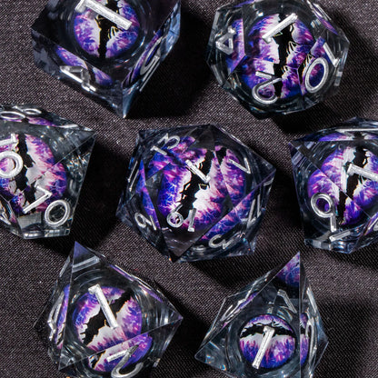Dadi D&D Liquid Core Otaku Family, set di dadi in resina con bordo affilato, per giochi di ruolo Dungeons & Dragons
