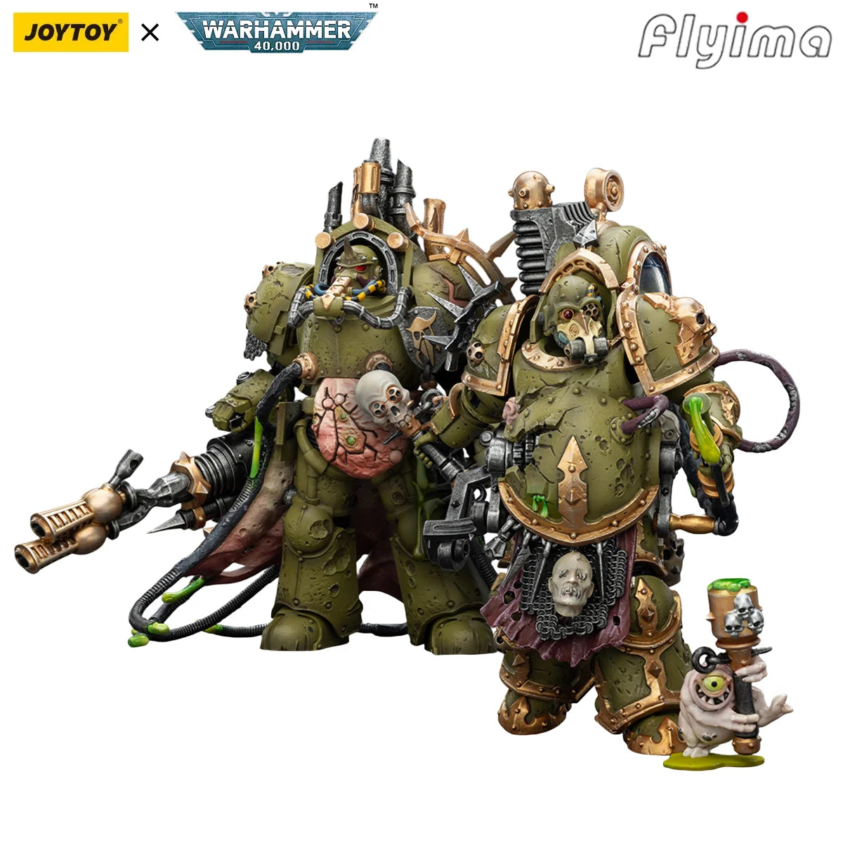 Figura d'azione Warhammer 40K Abaddon the Despoiler e Death Guard, set di tre pezzi con armatura primus e relic heavy.