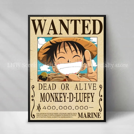 Figura d'azione Otaku Family Store di One Piece, decorazione murale con avviso giallo di alta qualità, stile anime e dettagli vivaci