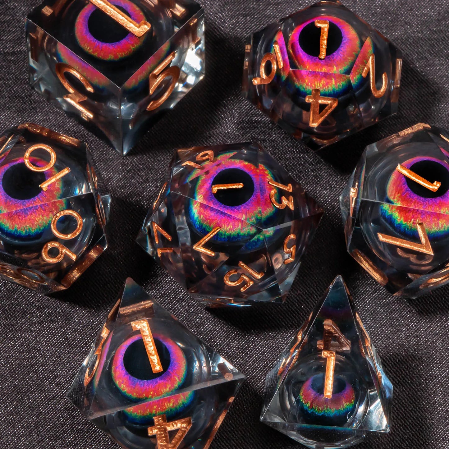 Dadi D&D Liquid Core Otaku Family Store, set di dadi in resina con bordo affilato per giochi di ruolo Dungeons & Dragons
