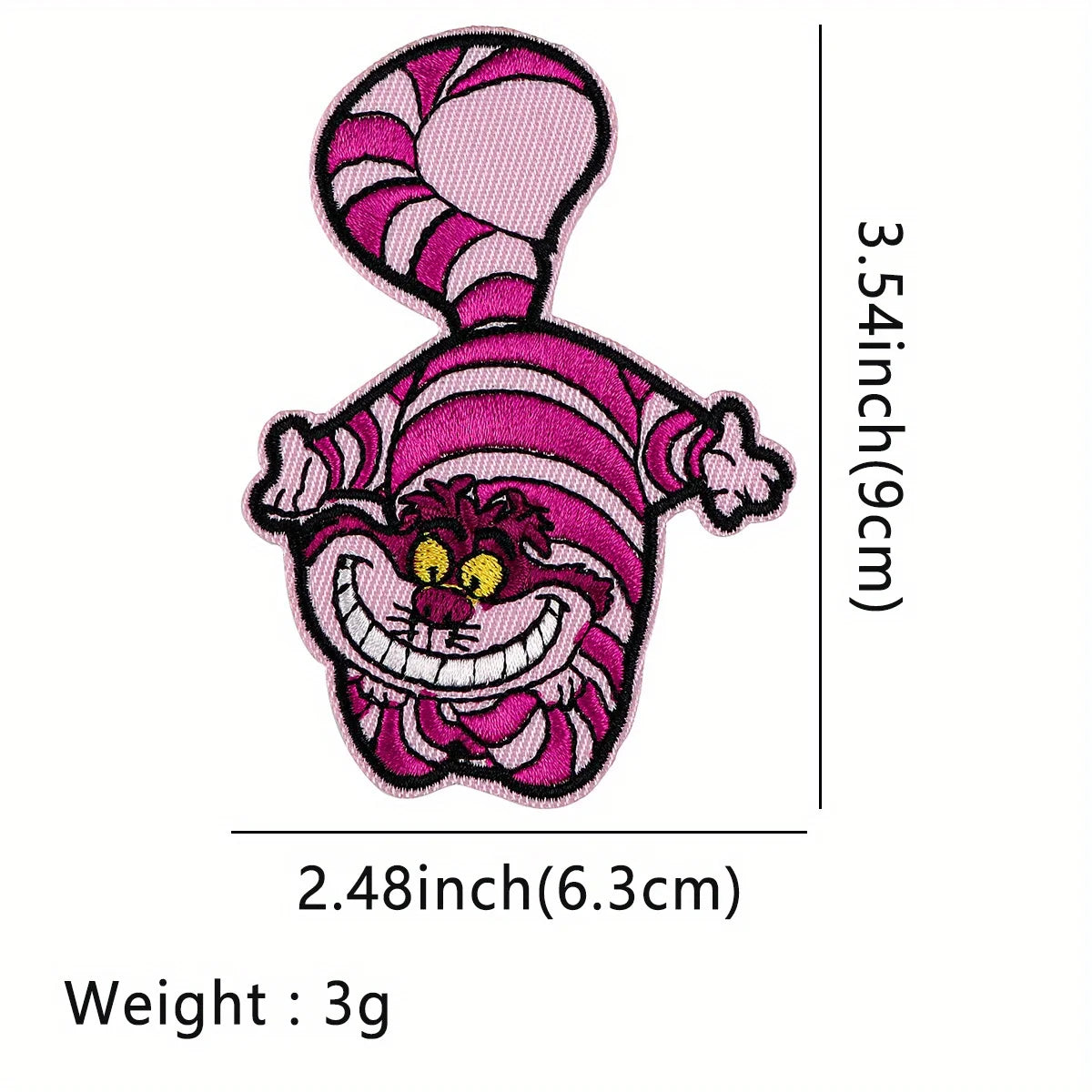 Toppa ricamata Cat Cheshire in stile applique, gadget divertente per abbigliamento e progetti fai-da-te, Otaku Family Store Online