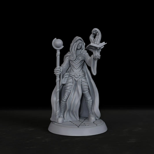 Miniatura di un mago da 25mm per giochi di ruolo tabletop, facile da dipingere, marca Otaku Family Store, utilizzata in giochi RPG e TTRPG