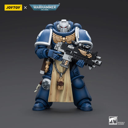 Figura d'azione Warhammer 40K Ultramarine Guilliman Titus Metaurus Chaplain Biologis Calgar Varus MKIII, dettagliata e articolata.