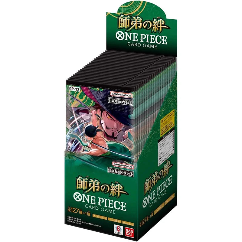 Booster box di carte One Piece Card Game Romance Dawn edizione giapponese, contenente carte da collezione e giochi.