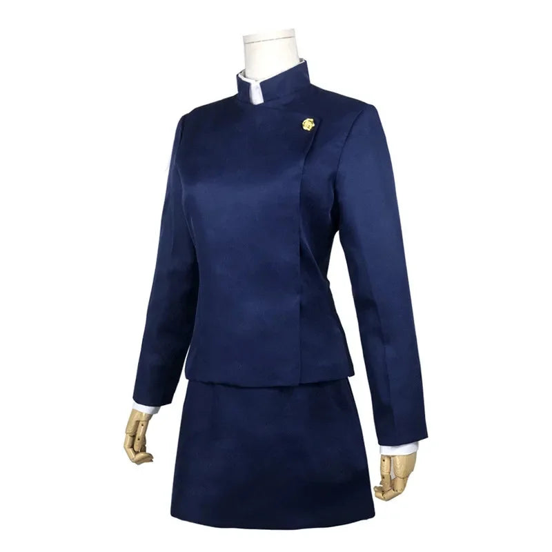 Costume cosplay Maki Zenin di Jujutsu Kaisen con occhiali, parrucca, gonna e completo per feste di Halloween e eventi per donna e uomo