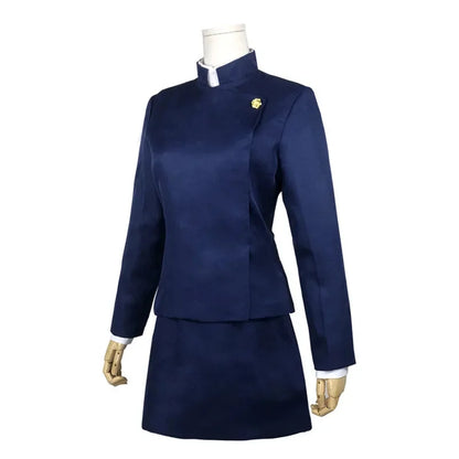 Costume cosplay Maki Zenin di Jujutsu Kaisen con occhiali, parrucca, gonna e completo per feste di Halloween e eventi per donna e uomo