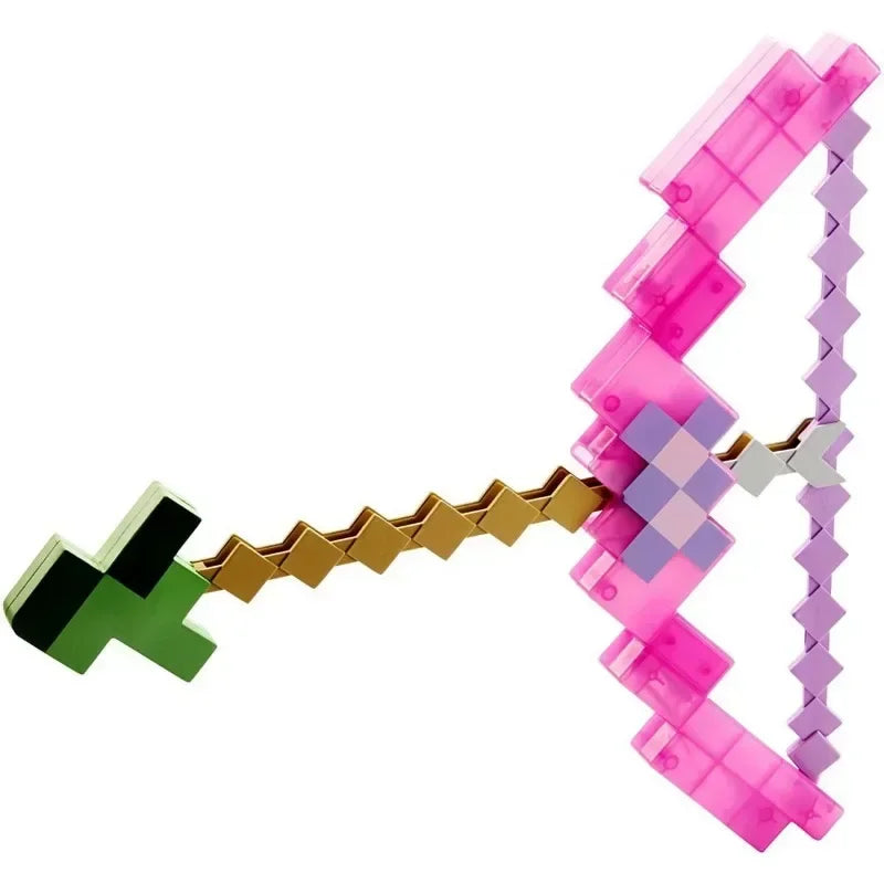 Fucile giocattolo cosplay MineCraftion con freccia, per bambini, in plastica, ideali per feste, divertente arma da gioco per ragazzi e ragazze