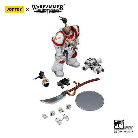 Action figure Warhammer JoyToy "The Horus Heresy" Praetor White Scars Legion, dettagliata figura di terminator in bianco e nero