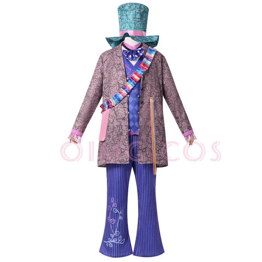 Costume cosplay del Cappellaio Matto di Alice nel Paese delle Meraviglie, marca Otaku Family Store Online, dettagli colorati e fantasiosi