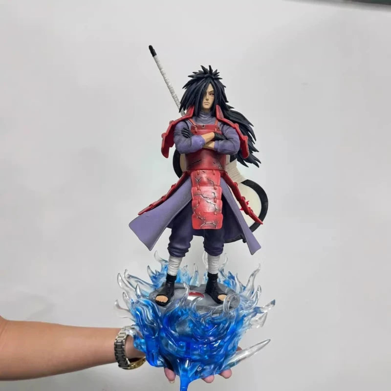 Statua di figura d'azione Naruto Uchiha Madara CW Gatekeeper luminosa in PVC, decorazione da scrivania, regalo per appassionati.