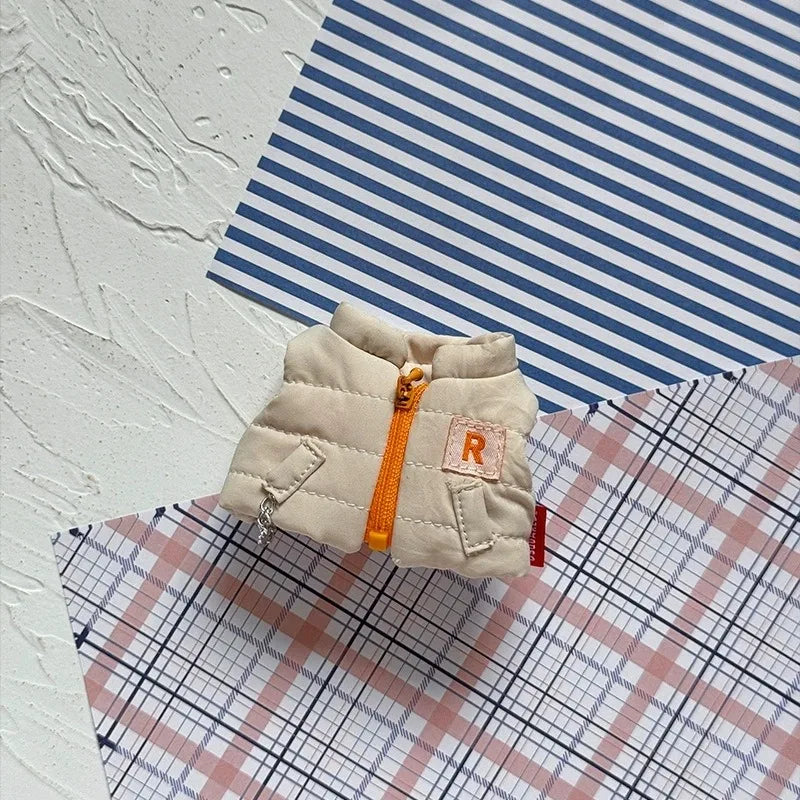 Gonna invernale Labubu per bambole, con giacca imbottita, cappuccio in pile, vestito caldo e cappello, misura 15-17cm.