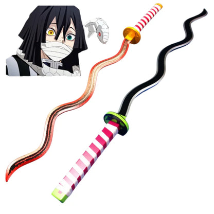 Spada katana da cosplay di Demon Slayer, lunga 41 pollici, con dettagli ispirati all'anime, realizzata da Otaku Family Store.