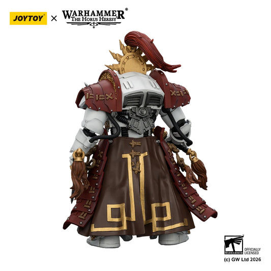 Azione figure Warhammer "The Horus Heresy" White Scars Qin Xa Hibou Khan Contemptor Dreadnought, dettagliata e colorata.