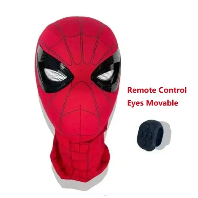 Maschera Spiderman con occhi mobili, controllo remoto, in tessuto spandex, perfetta per cosplay Halloween, marca Otaku Family Store.