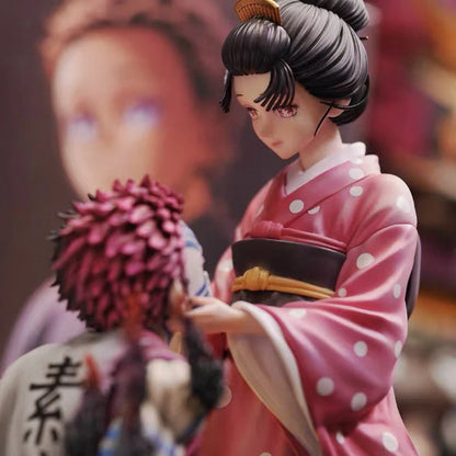 Figura d'azione Demon Slayer Akaza e Koyuki scena di ciliegi in fiore, diorama dettagliato, prodotto Otaku Family Store Online