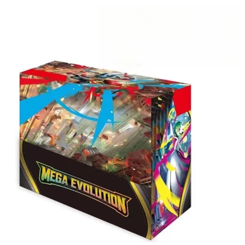 Box di carte Black Bolt TCG Booster con 360 carte in inglese, mostra le confezioni e le carte con fiamme fantasma e megaevoluzioni