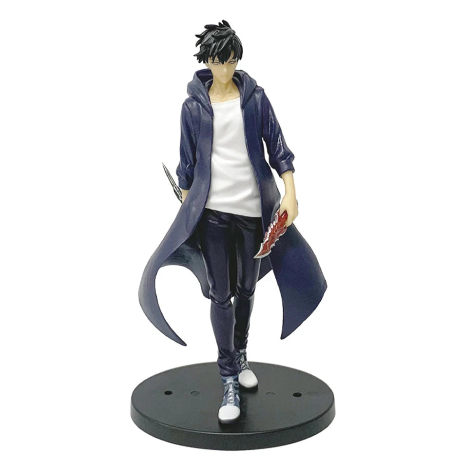 Action figure Solo Leveling Sung Jinwoo COLLECTION in PVC da 18cm, dettaglio di alta qualità e posa dinamica.