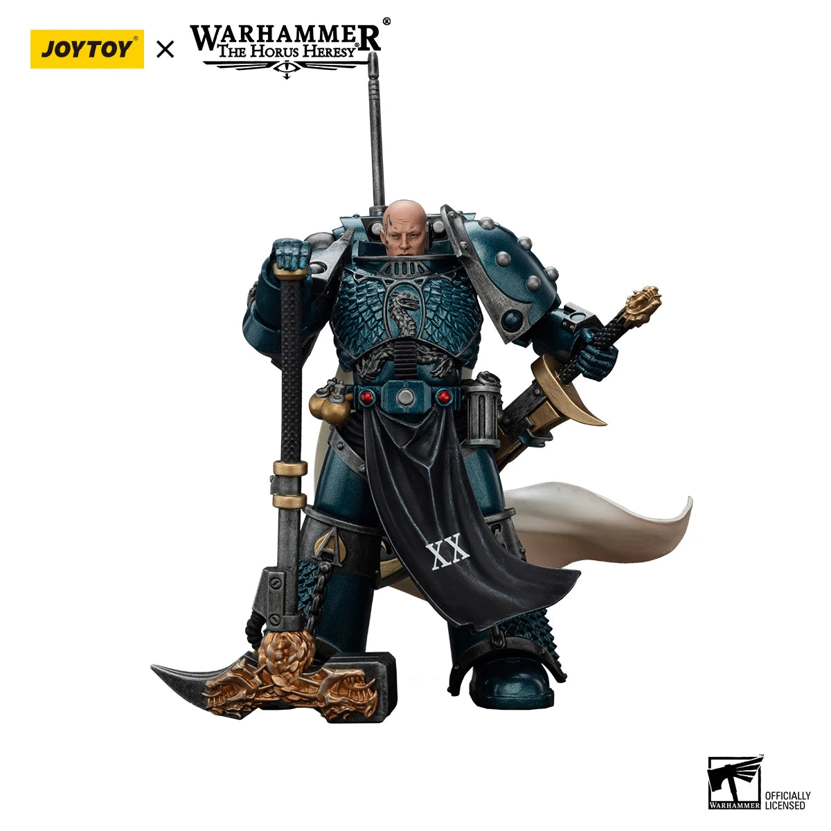 Miniatura Otaku Family Store: Praetor dell'Alpha Legion Warhammer 40K con spada energetica Harrowmaster, dettagliata e colorata