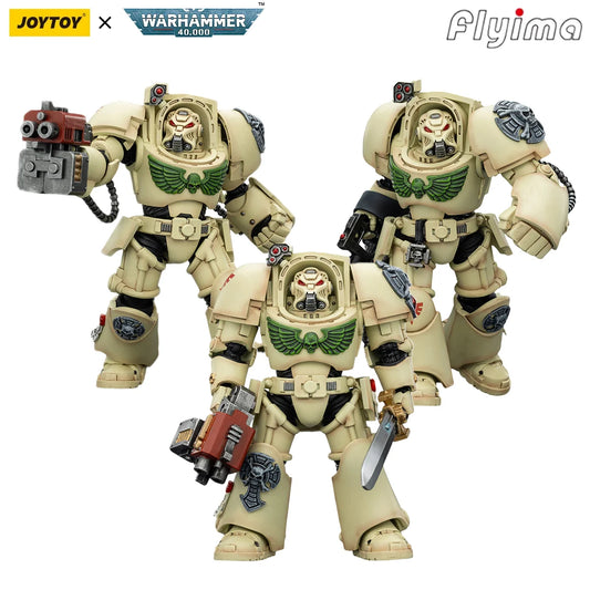 Figura d'azione Warhammer 40K Dark Angels Deathwing Terminator, set di 3 pezzi, in posa, dettagliata e realistica.