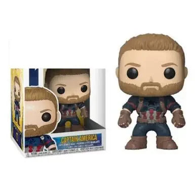 Funko Pop di Captain America dei Vendicatori in guerra civile, figura da collezione con dettagli distintivi e stile Otaku Family Store.
