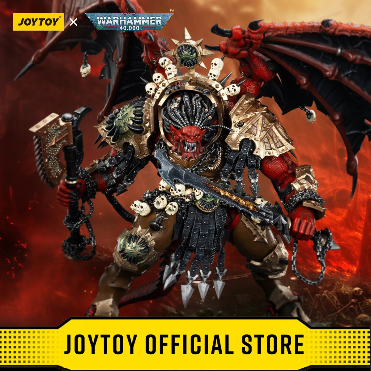 Figura d'azione Warhammer 40k Angron Daemon Primarch di Khorne, 38cm, marca Otaku Family Store, dettagliata e articolata