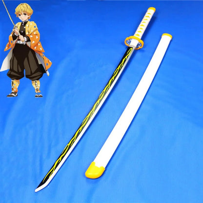 Spada cosplay Demon Slayer da 41 pollici con lama nera e manico decorato, perfetta per cosplay di anime ninja Demon Slayer.