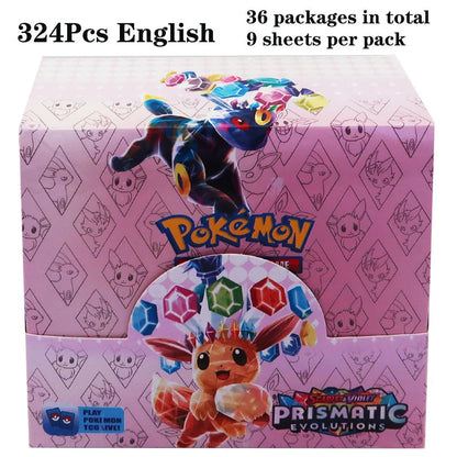 Scatola display di 36 buste di carte Pokémon TCG in inglese con 324 carte, marca Otaku Family Store Online.
