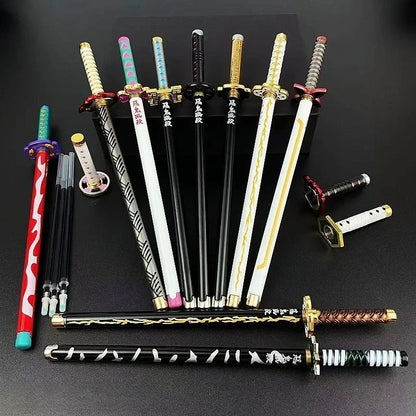 Penna a gel cosplay Demon Slayer con refillo nero da 0,5mm, stile anime giapponese, ideale come gadget e regalo per studenti.