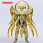 Figura d'azione JModel Saint Seiya Myth Cloth EX Virgo Shaka, dettaglio con armatura dorata e pose dinamiche, collezione anime.