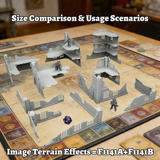 Miniature set di città futuristica in rovina, terrain pieghevole modulare per giochi di ruolo tabletop, Otaku Family Store Online