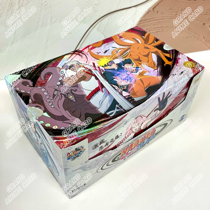 Scatola di carte Naruto KAYOU della collezione booster, con arte e dettagli delle carte Naruto in evidenza.