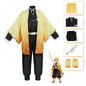 Costume cosplay di Zenitsu Agatsuma di Demon Slayer Kimetsu no Yaiba per adulti e bambini, con kimono dettagliato per Halloween e feste