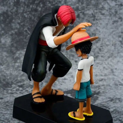 Action figure di Luffy con cappello di paglia da 18cm, figura statica in stile anime, per collezione da scrivania, regalo creativo.
