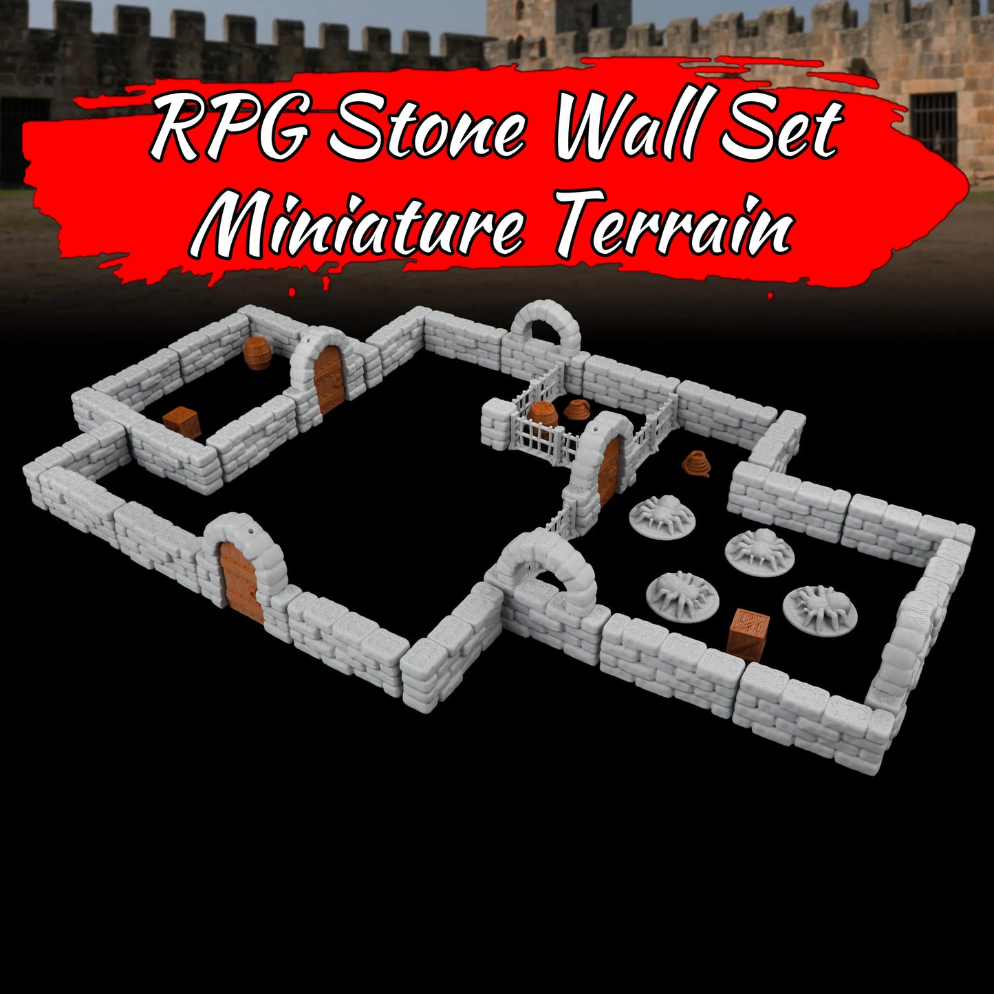 Set di mura in pietra per dungeon di 46 pezzi, kit medievale per castelli e terrain, Otaku Family Store Online