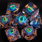 Set di dadi Dragon Eye di Otaku Family Store, dadi a spigoli vivi con nucleo liquido, perfetti per D&D e Pathfinder.