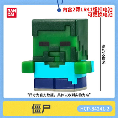 Figura collezionabile LED Minecraft Bandai Namco con Steve, Zombie, Ender Dragon e Scheletro, gadget otaku illuminato.