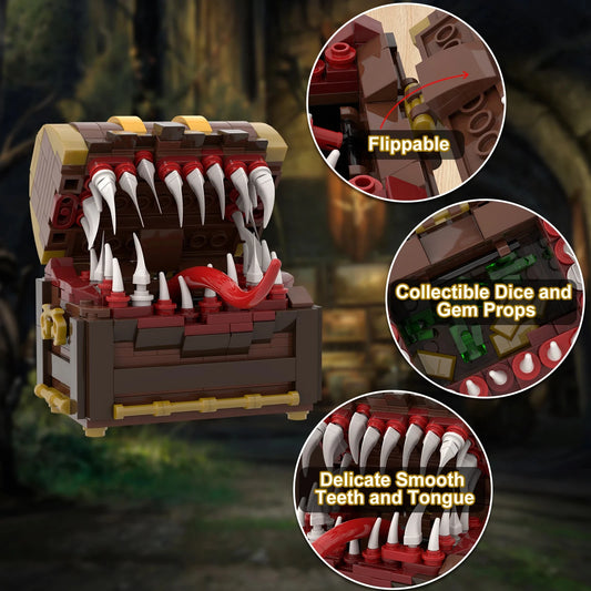 Forziere Mimic in mattoncini da costruzione Dark Souls, gadget Otaku Family Store con dettagli realistici e design dettagliato