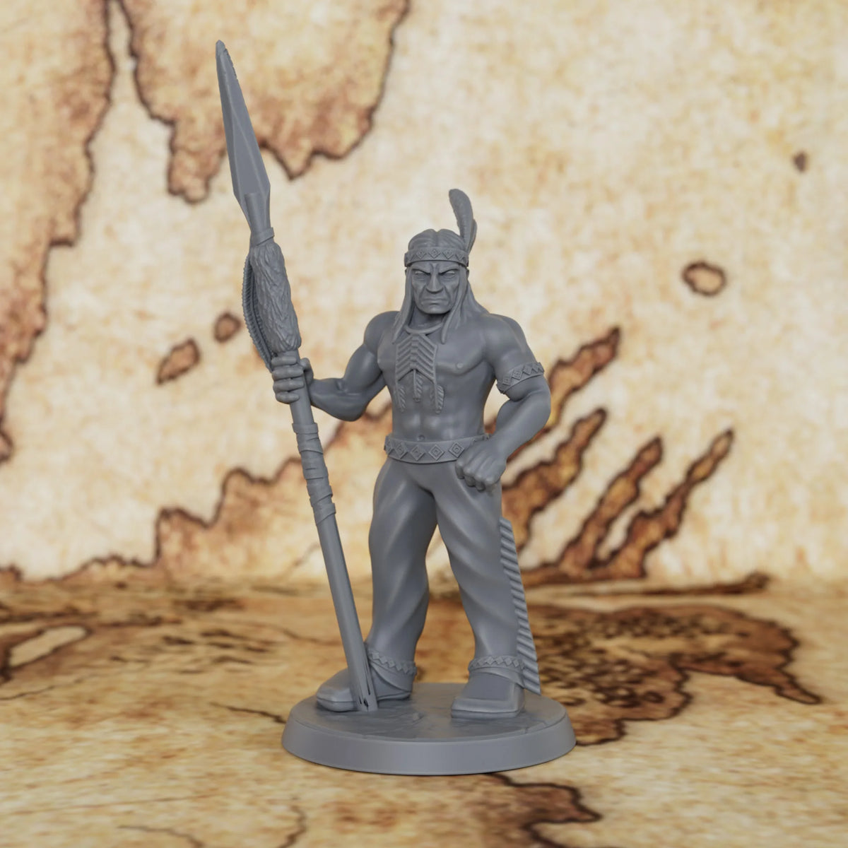 Miniatura di guerriero indiano da 25mm per giochi di ruolo TTRPG, figura da collezione per appassionati di giochi da tavolo.