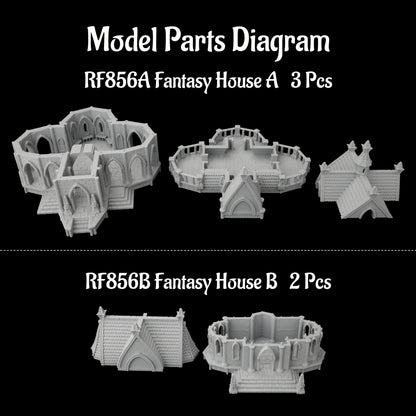 Miniature di scena fantasy Otaku Family Store, set terrain per giochi di ruolo da tavolo con case, alberi e ambientazioni dettagliate