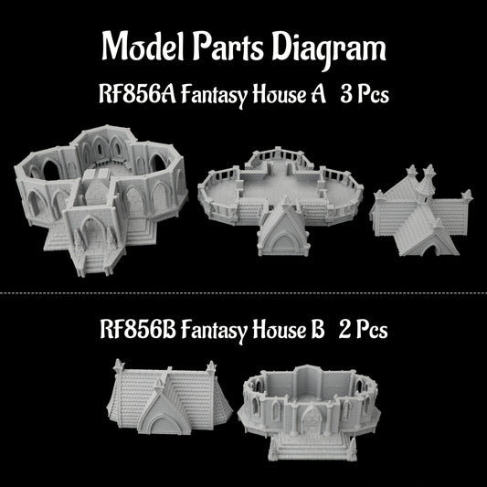 Miniature di scena fantasy Otaku Family Store, set terrain per giochi di ruolo da tavolo con case, alberi e ambientazioni dettagliate