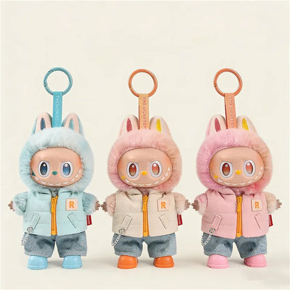 Giacca imbottita invernale Labubu di Otaku Family Store, con cappuccio in pile, vestito per bambole Labubu di 15-17cm.