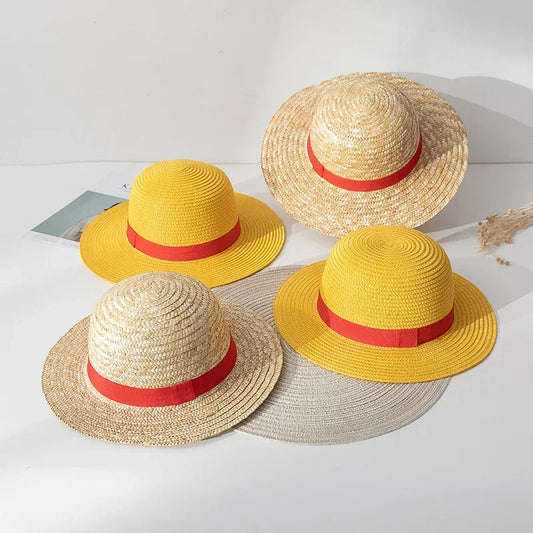 Cappello da sole cosplay di One Piece con cappello di paglia di Luffy, accessorio per ruolo e spettacolo, unisex e per adulti